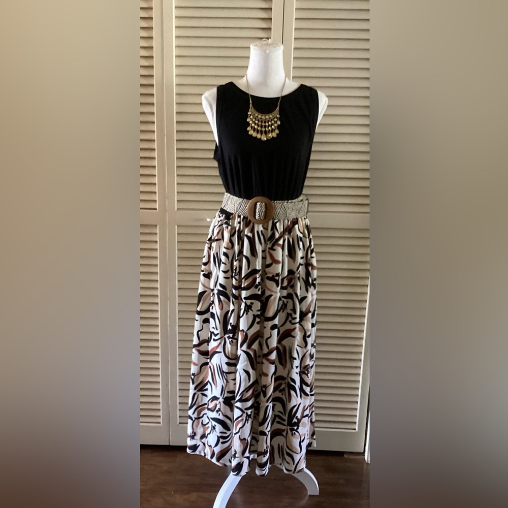Fred David Black and Brown Maxi Dress - NWT